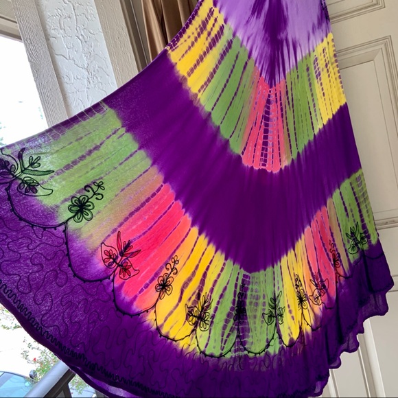 India Boutique Dresses & Skirts - 💜SOLD💜 Vibrant Sunset Embroidered Batik Dress